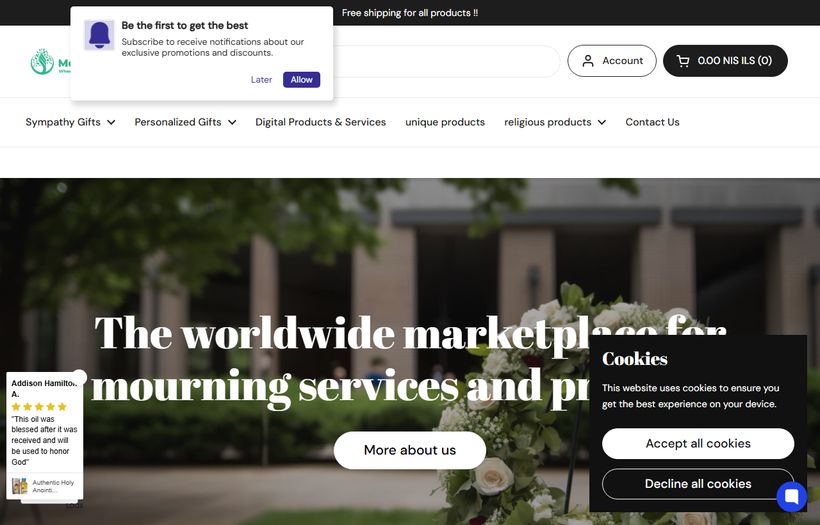 Memorialine — memorial services and sympathy gifts marketplace